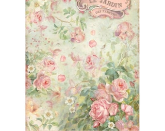 Stamperia A4 Rice Paper - Rose Parfum Le Jardin des parfums, DFSA4737