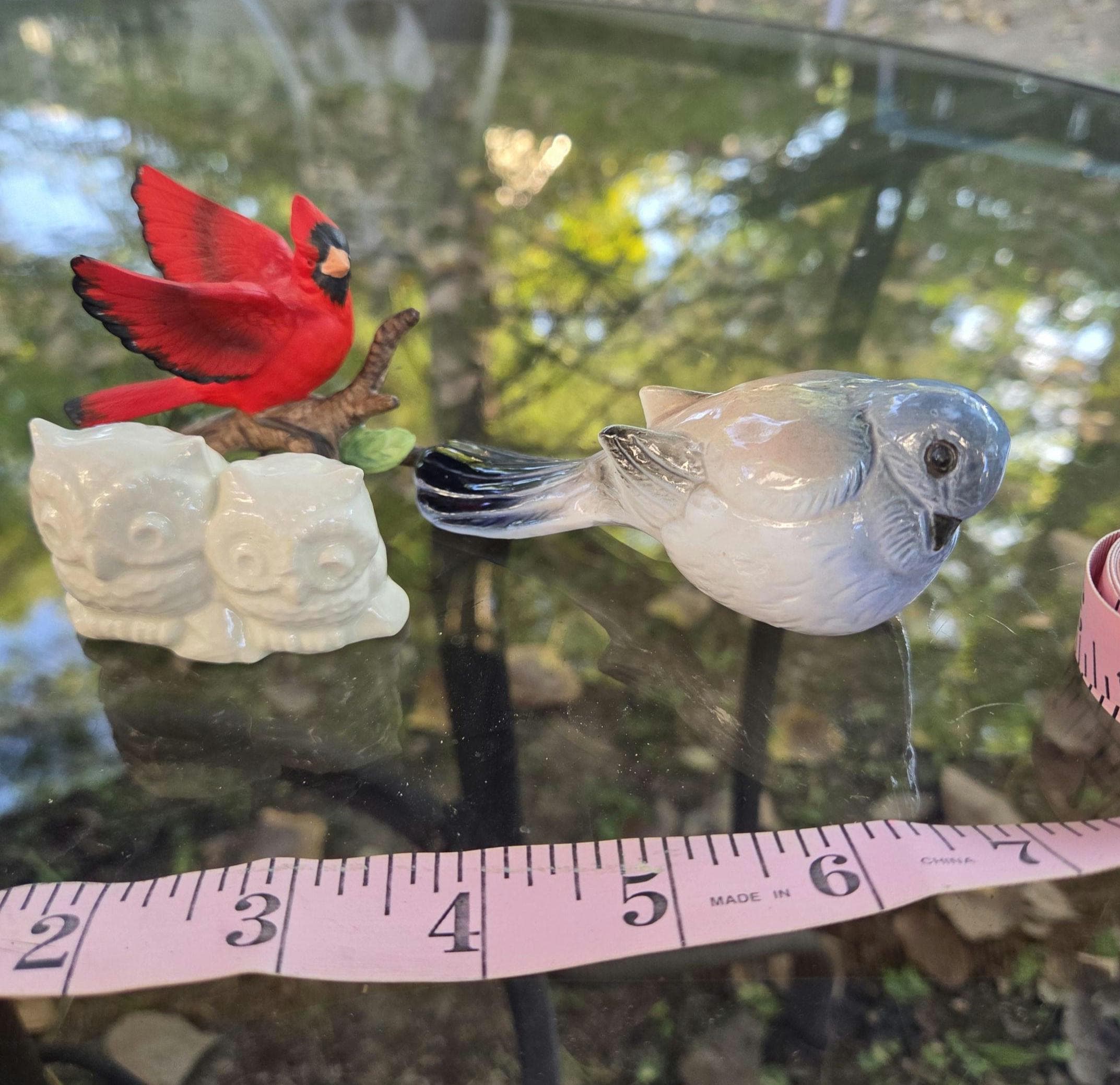 Lot of vintage Birds Owl Bluebird and Cardinal Figurines