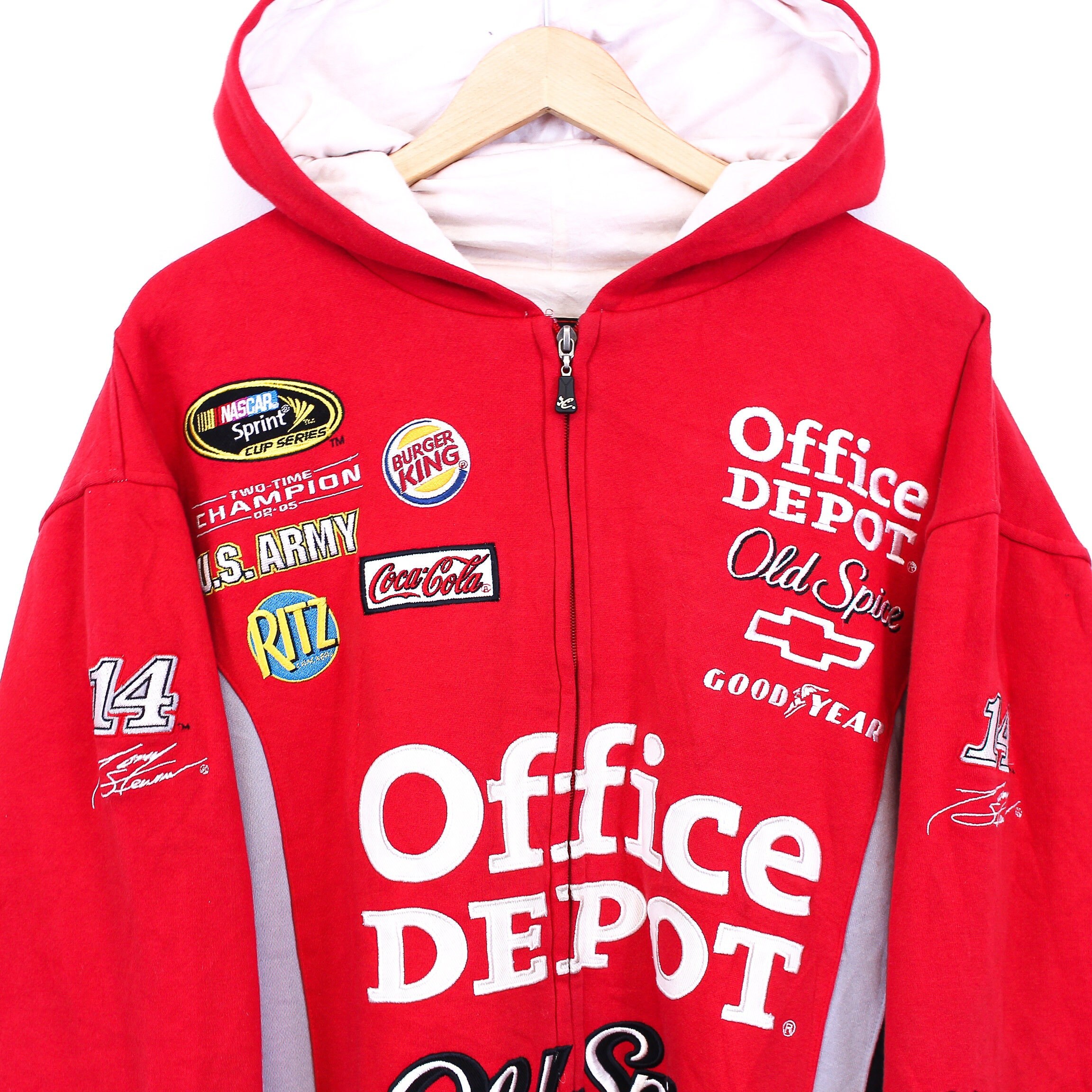 Vintage NASCAR Hooded Jacket Red With 