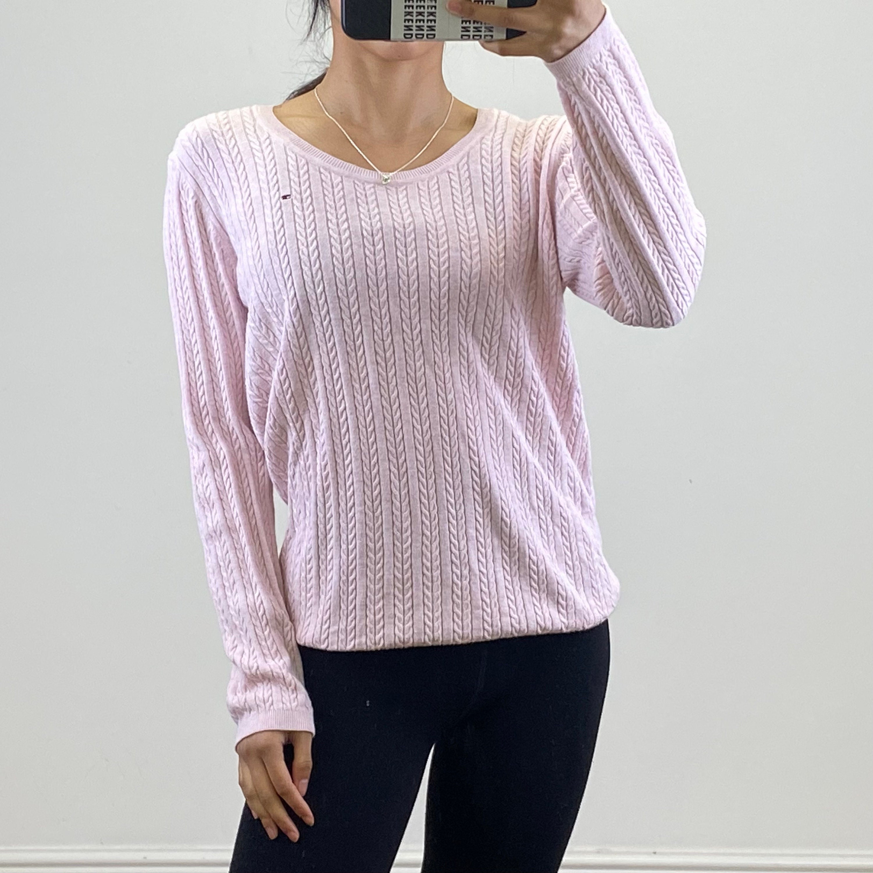 korroderer Erhvervelse cyklus Vintage Tommy Hilfiger Knit Jumper Pink Cable Knit With Logo - Etsy