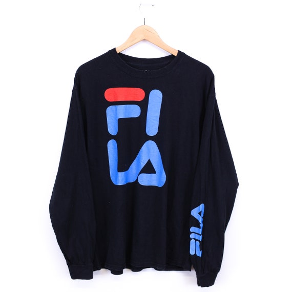 For nylig Dripping voldtage Vintage Fila T Shirt Black Long Sleeve With Logo Print 90s - Etsy Sweden