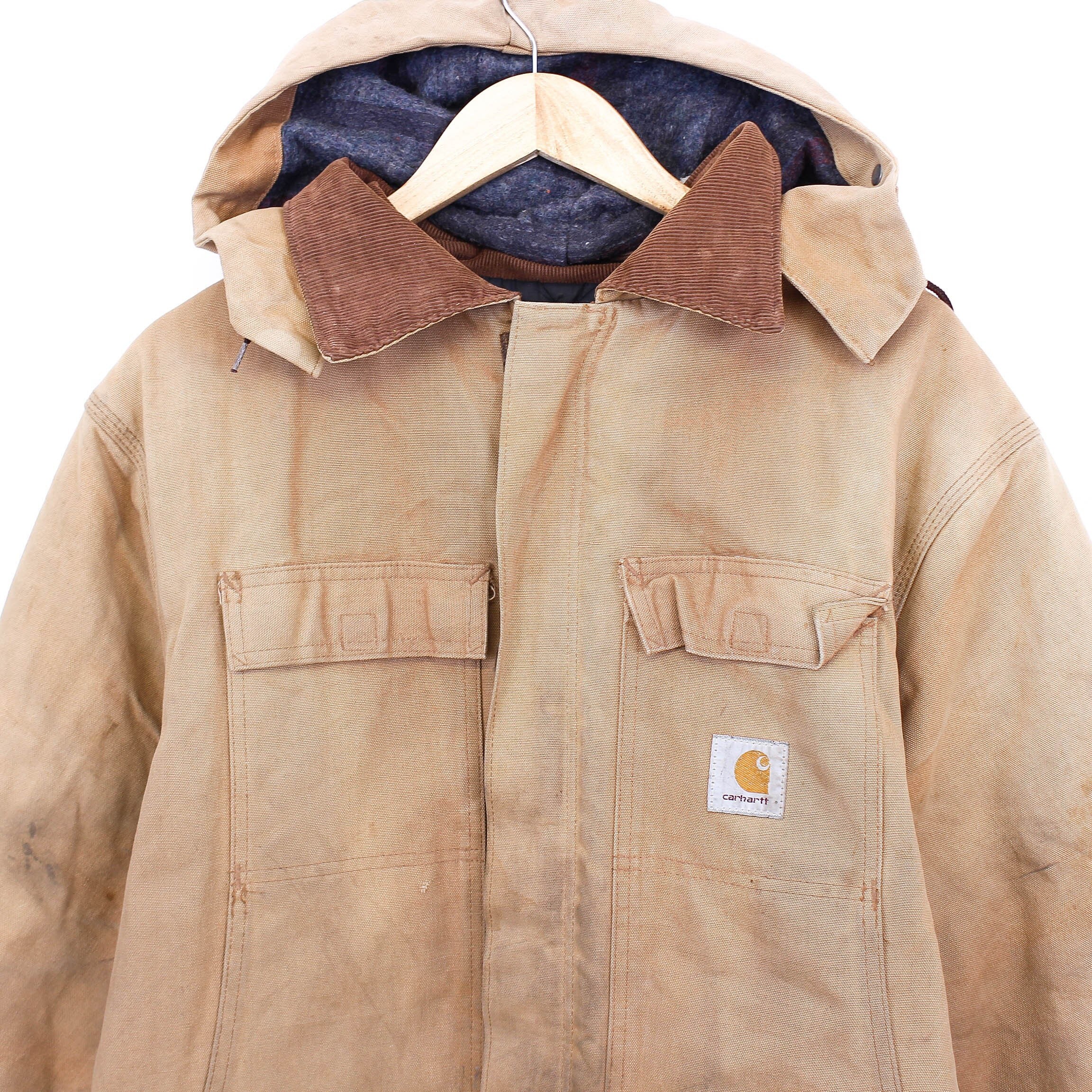 Vintage Carhartt Bomber Jacket Beige Hooded Outerwear With - Etsy Canada