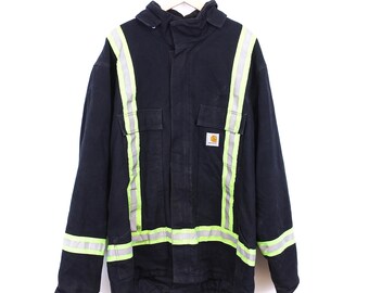 Vintage Carhartt Bomber Jacket Black Green Button Up Retro Size XL