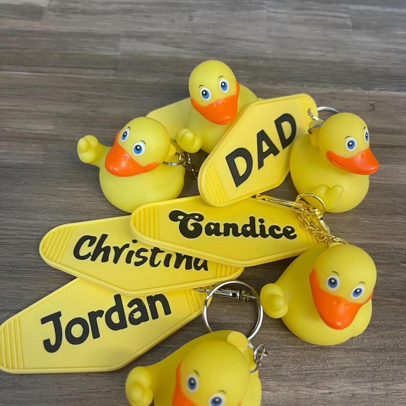 Rudy Lucky Duck Keychain With Personalized Tag Etsy
