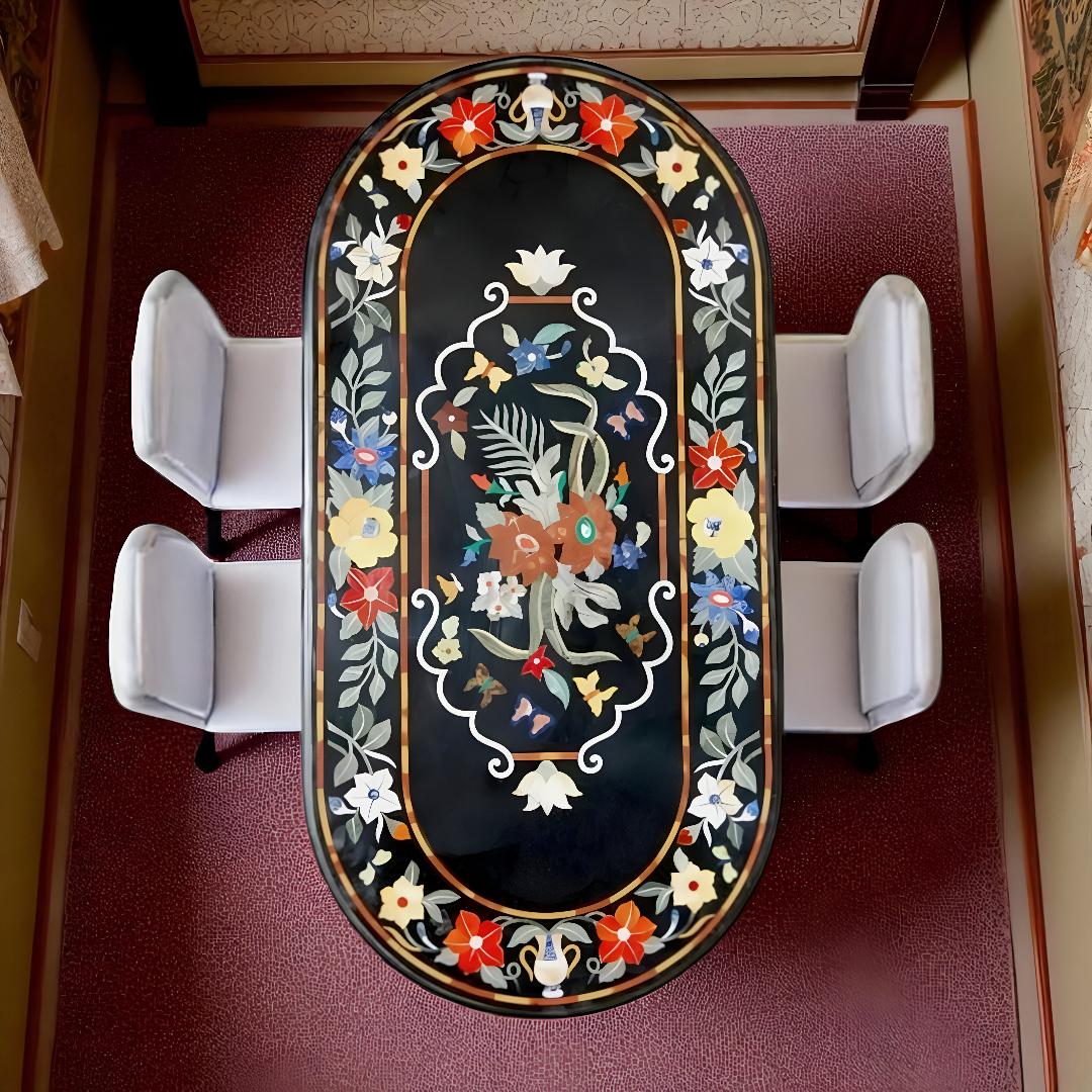 黒大理石 象嵌 トレー black marble inlay tray