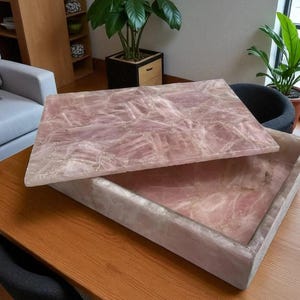 6 &quot;x 4 &quot;x 3&quot; rosa Rosenquarz Stein Schmuck Aufbewahrungsbox Luxus Crystal Healing Edelstein Organizer Box Personalisierte Top Geschenke für sie Dekore
