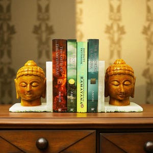 Zen Marble Bookends | Minimalist Stone Decor | Handcarved Book Ends | Tranquil Shelf Accent | Gift for Meditation or Minimalist Shelf Accent