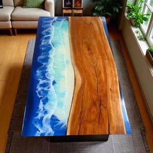 Ocean Wave Epoxyhars Centrum Eettafel Keukenplaat Aanrecht Moderne Kunst Cafetaria & Keukenplaat Handgemaakte Meubeldecors