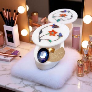 3 X 2 Marble Jewellery Box | Inlay Stone Work Keepsake | Decorative Marble Trinket Box | Gemstone Jewelry Organizer | Indian Home Décor Gift