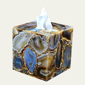 Achat Taschentücherbox Deckel | Luxus Naturstein Taschentuchhalter | Handgefertigter Edelstein Badezimmer & Wohnkultur Organizer