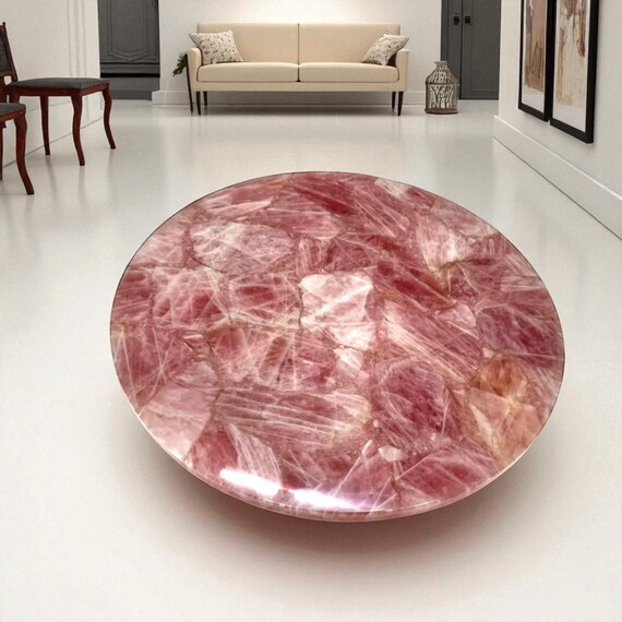 Rose Quartz Table Top: Luxury Crystal Healing Gemstone Slab