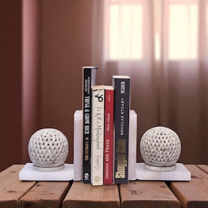 Fusion Marble Bookends | Modern Stone Book Ends | Elegant Home Office Decor | Handcrafted Marble Shelf Accent | Gift for Book Lovers