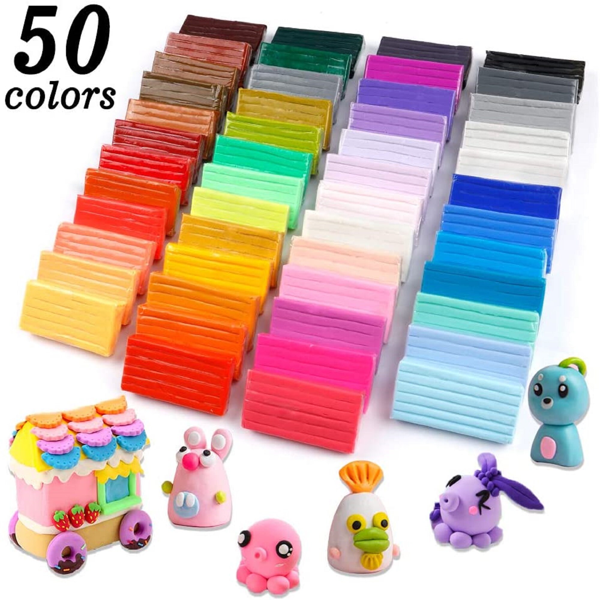 Polymer Clay Kit50 Colours 34g Block Oven Bake Modeling Clay Etsy