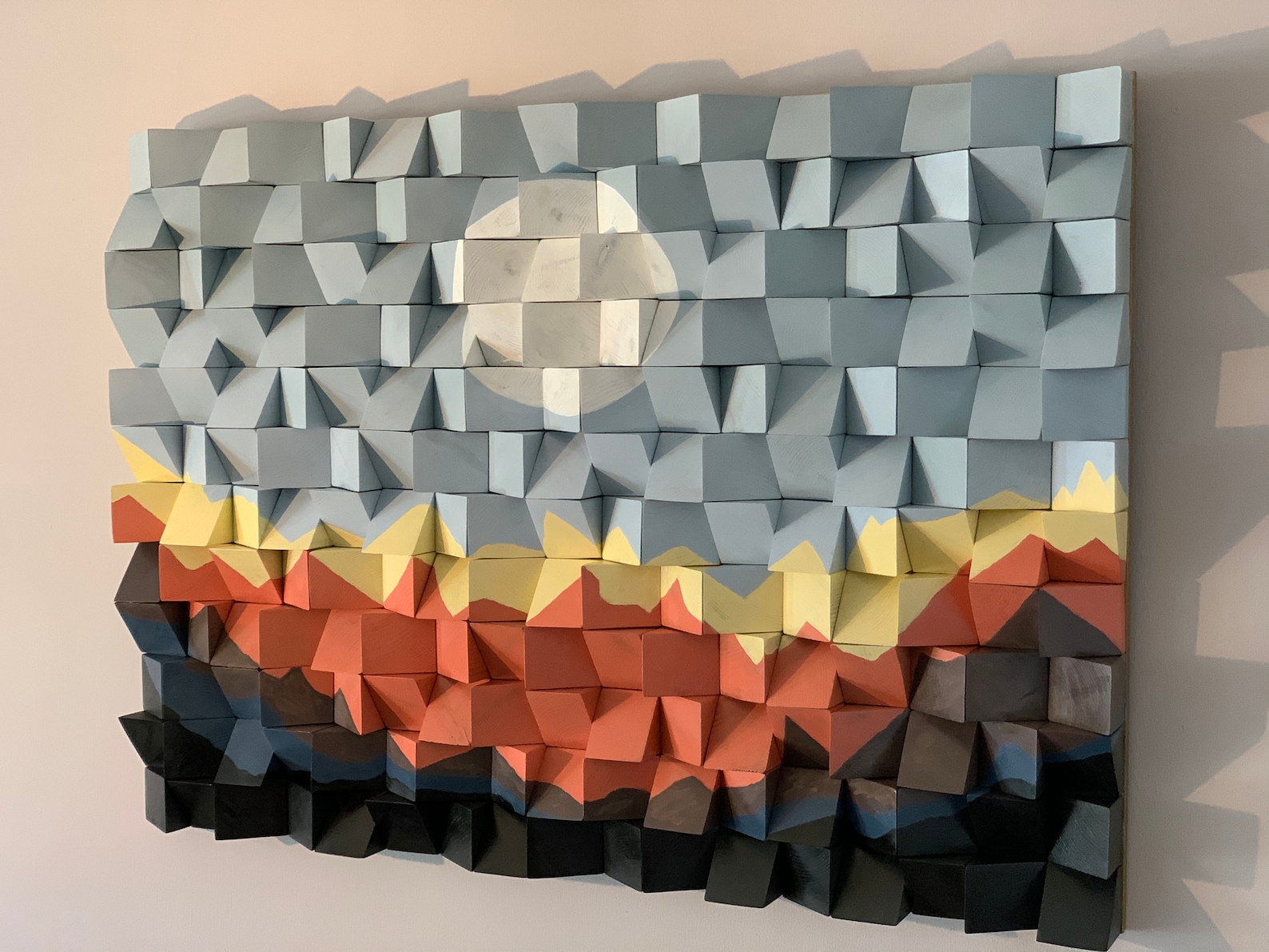 Sculpture murale en bois en mosaïque 3d pour décoration murale Etsy