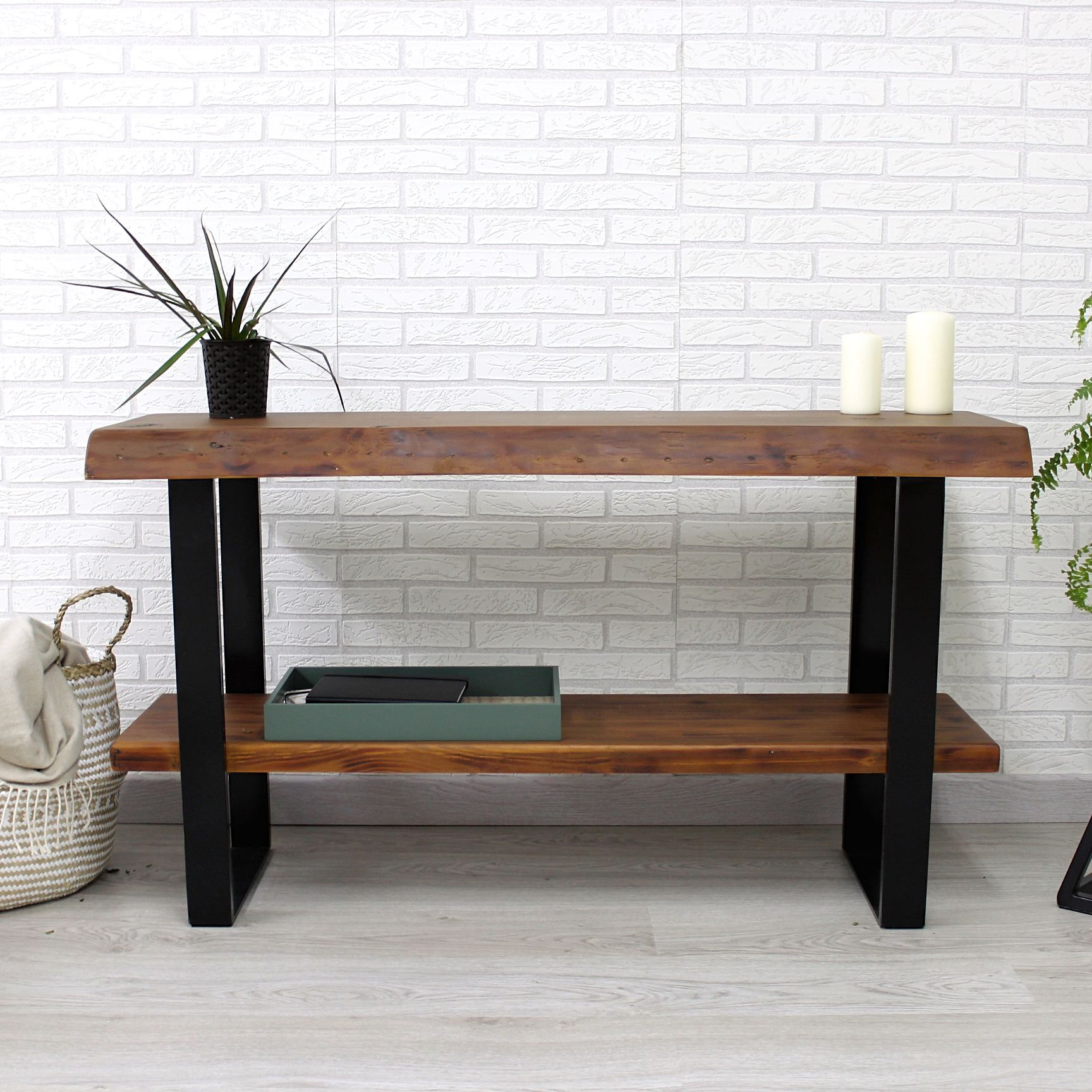 Mueble tv artesano madera maciza y patas de hierro estilo | Etsy