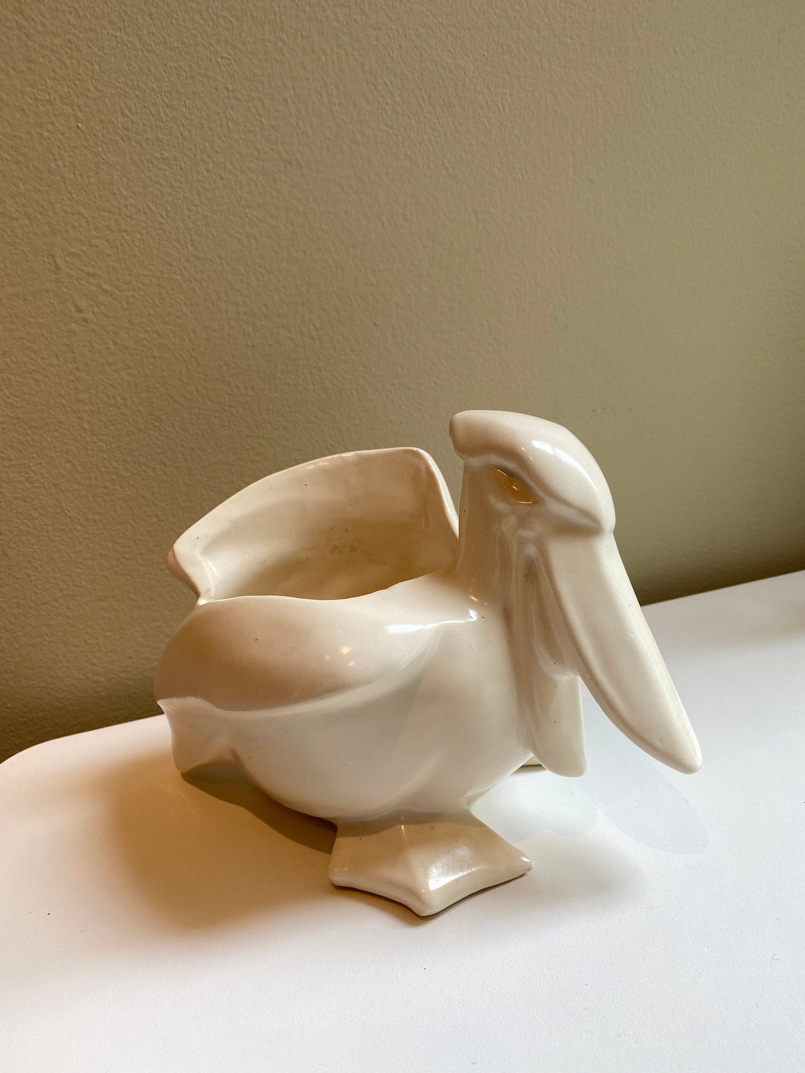 Vintage Nelson McCoy Pottery White Pelican Bird Planter USA Etsy