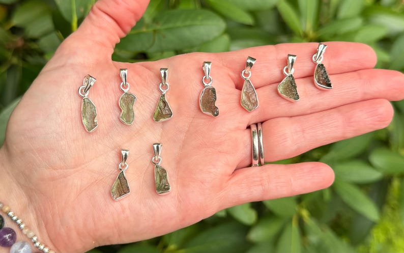 MOLDAVITE PENDANT / Authentic Moldavite / Sterling Silver / Moldavite Necklace / Tektite / Rare Crystal / Transformation Crystal image 5