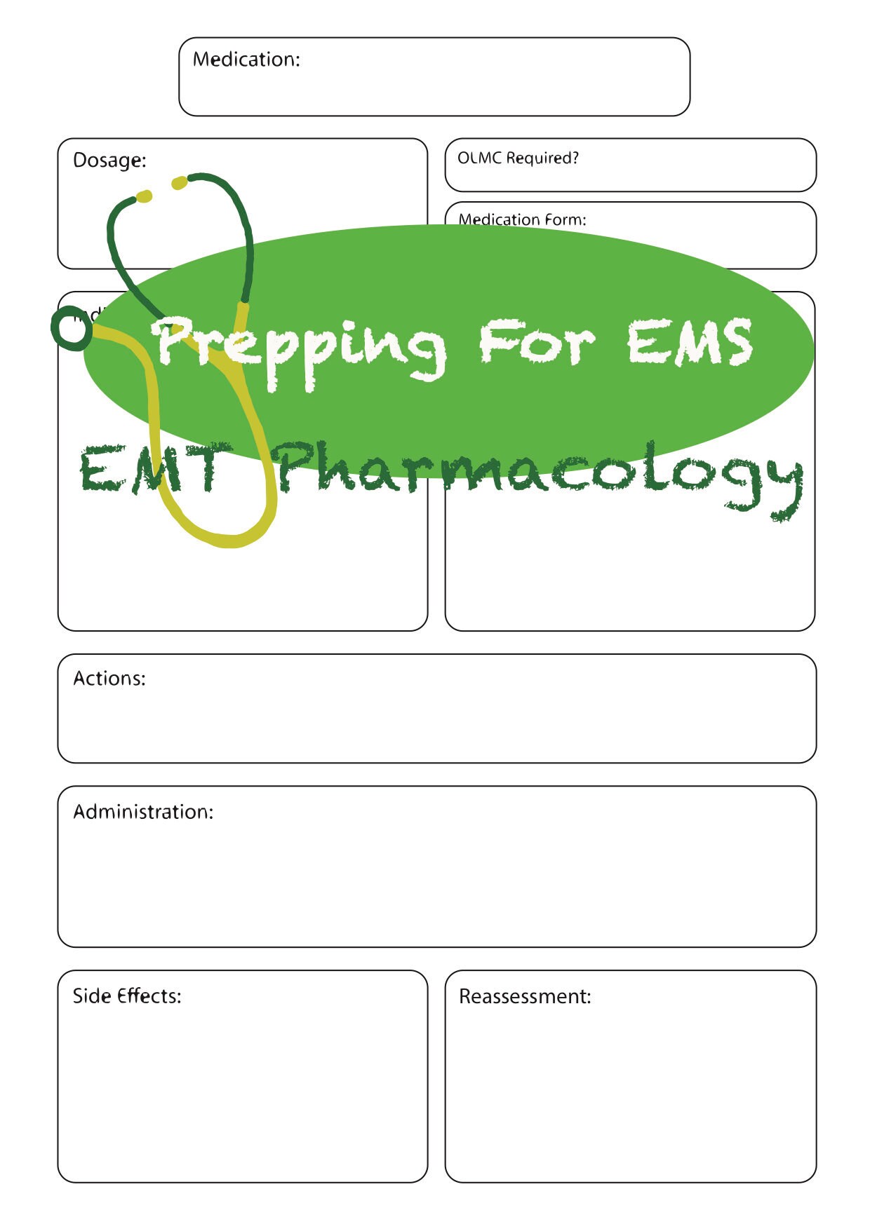 EMT Student Pharmacology Practice Chart EMS medications Etsy