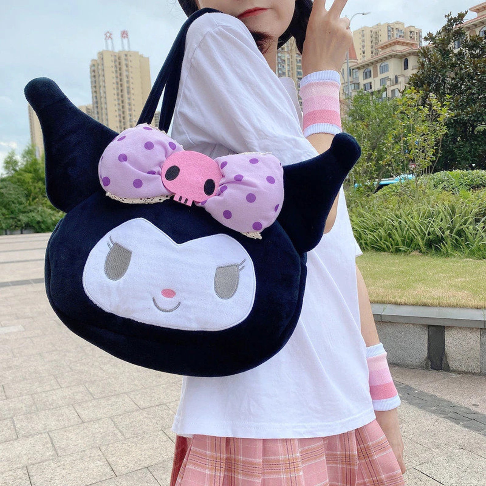 Sanrio style kuromi bag plush Etsy