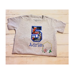 Super Hero Birthday T-Shirt, Spiderman Personalized Embroidery Shirt, Boys Customized T-Shirt