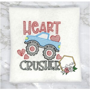 Heart Crusher Valentine Shirt, Kids Embroidered Shirt, Valentine Theme Shirt, Gift for Boys
