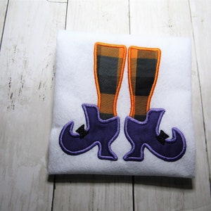 Witch Legs Halloween Shirt, Kids Embroidered Shirt, Halloween Theme Shirt