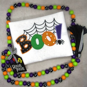 Boo Spider Web Shirt, Kids Embroidered Shirts, Halloween Theme Shirts