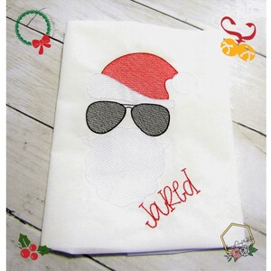 Sketch Cool Santa Shirt, Personalized Kids Embroidered Shirt, Holiday Shirt, Christmas Shirt