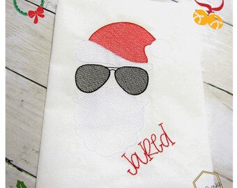 Sketch Cool Santa Shirt, Personalized Kids Embroidered Shirt, Holiday Shirt, Christmas Shirt
