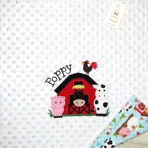 New Size! Barn Minky and Flannel Lovey, Personalized Mini Blanket, Baby/Toddler Security Blanket
