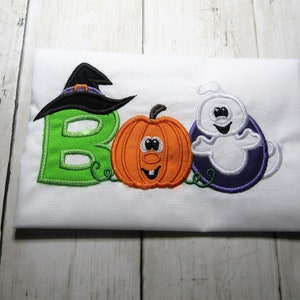 Boo With Witch Hat Shirt, Kids Embroidered Shirt, Halloween Theme Shirt