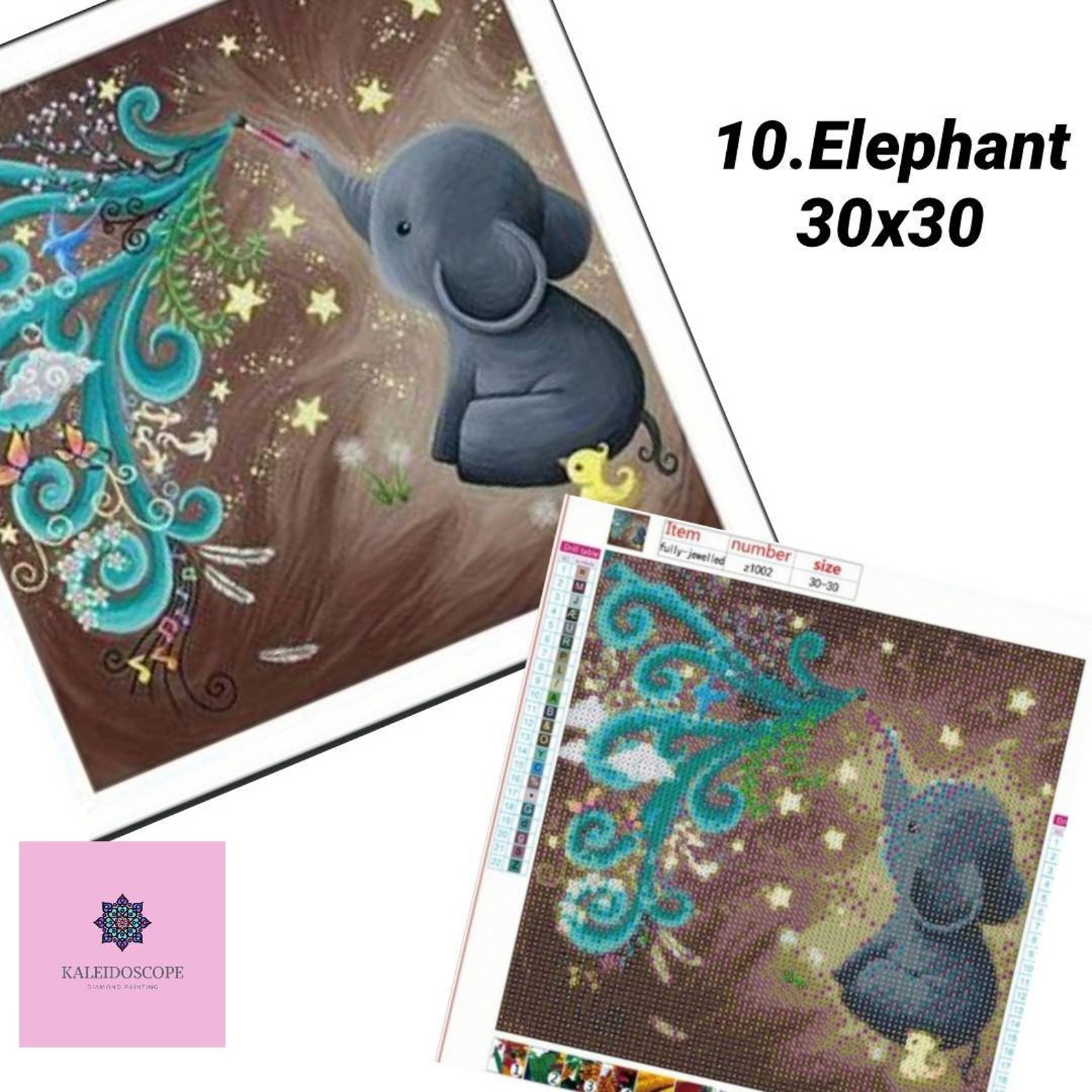 Elephant diamond painting kit 30x30 Etsy