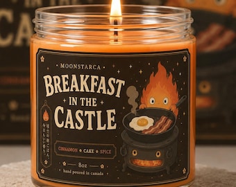 Breakfast in the Castle Candle Inspired Anime Soy Candle | Fire demon Candle | Cinnamon Cake Spice Scent | Ghibli inspired candle