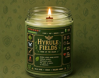 Vela Hyrule Fields inspirada en los juegos de aventuras de Zelda / Wild Sage Cedar Golden Amber / Juego Legend of Zelda / Hecha a mano en Canadá