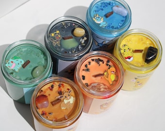 Poke candles-Cute Monster Inspired Soy Candle – Pick Your Character – Anime Gamer Room Decor – Handmade Fantasy Gift
