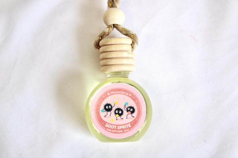 cute Ghibli soot sprite themed car air freshener hanging glass diffuser