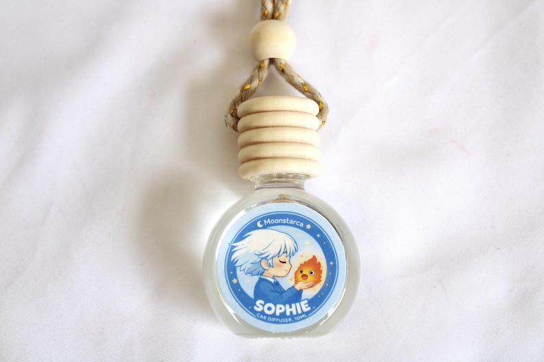 cute Ghibli sophie themed car air freshener hanging glass diffuser