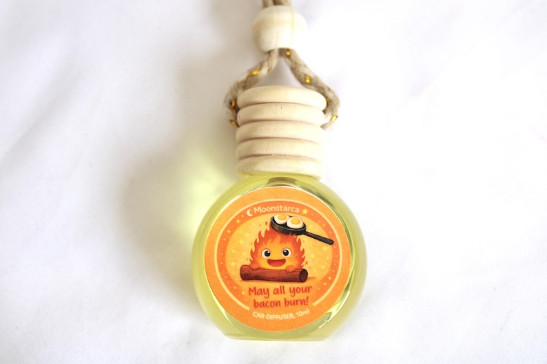 cute Ghibli calcifer themed car air freshener hanging glass diffuser