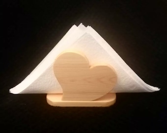 Wooden heart napkin holder