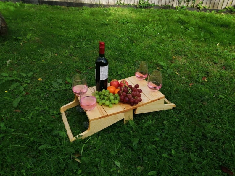Mini Picnic Table / Wine Basket Carrier Etsy