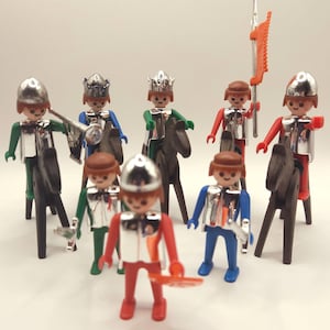 Vintage 1970s Playmobil Knights Set, Retro Medieval Toys, Geobra Brandsatter Collectible, Classic Toy Soldiers, Nostalgic Play Figures
