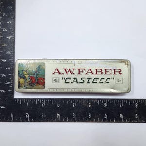 Vintage A.W. Faber Castell Empty Pencil Tin, Bavaria Advertising Box image 6
