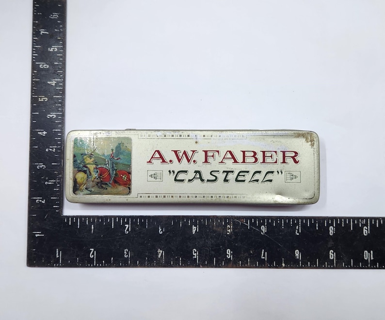 Vintage A.W. Faber Castell Empty Pencil Tin, Bavaria Advertising Box image 6