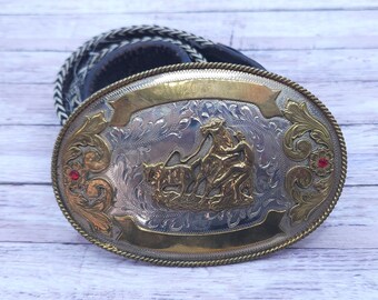 Calf Roping, Rodeo Buckle, Vintage Cowboy Belt Buckle, Gift for Him, Western Gifts for Men, Roping Gifts, Cowboy Gifts for Him, Cowboy Décor