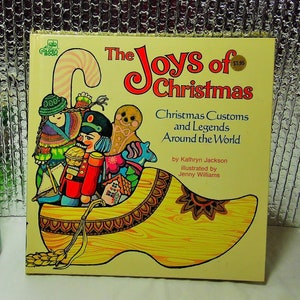 1976 Las alegrías de la Navidad Costumbres y leyendas navideñas en todo el mundo Por Kathryn Jackson Vintage Golden Book Western Publishing co