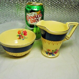 Vintage Burleigh ware Cream and Sugar made in England Burgess and Leigh Floral Pattern With Gilt Gold Overlay England Zenith Shape