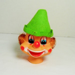100% Kitschiger Clownskopf mit Filzhut Vintage Clownskopf Gummigesicht Clown Clownskopf Mid century Bastelkappe für DAI Japan
