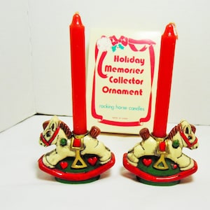 Vintage Rocking Horse Candles in Original Box Vintage Rocking horse candle holders with candles Christmas Rocking Horse