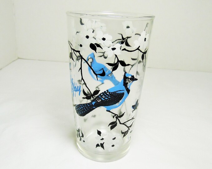 Vintage Bird Drinking Glass Vintage Blue Jay Drinking Glass Etsy