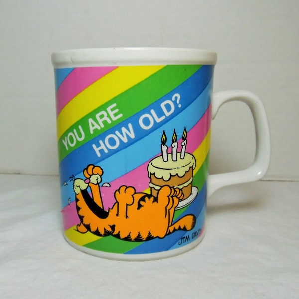 1978 Garfield mug Garfield Birthday mug Garfield Rainbow mug Vintage Garfield mug Jim Davis United features syndicate